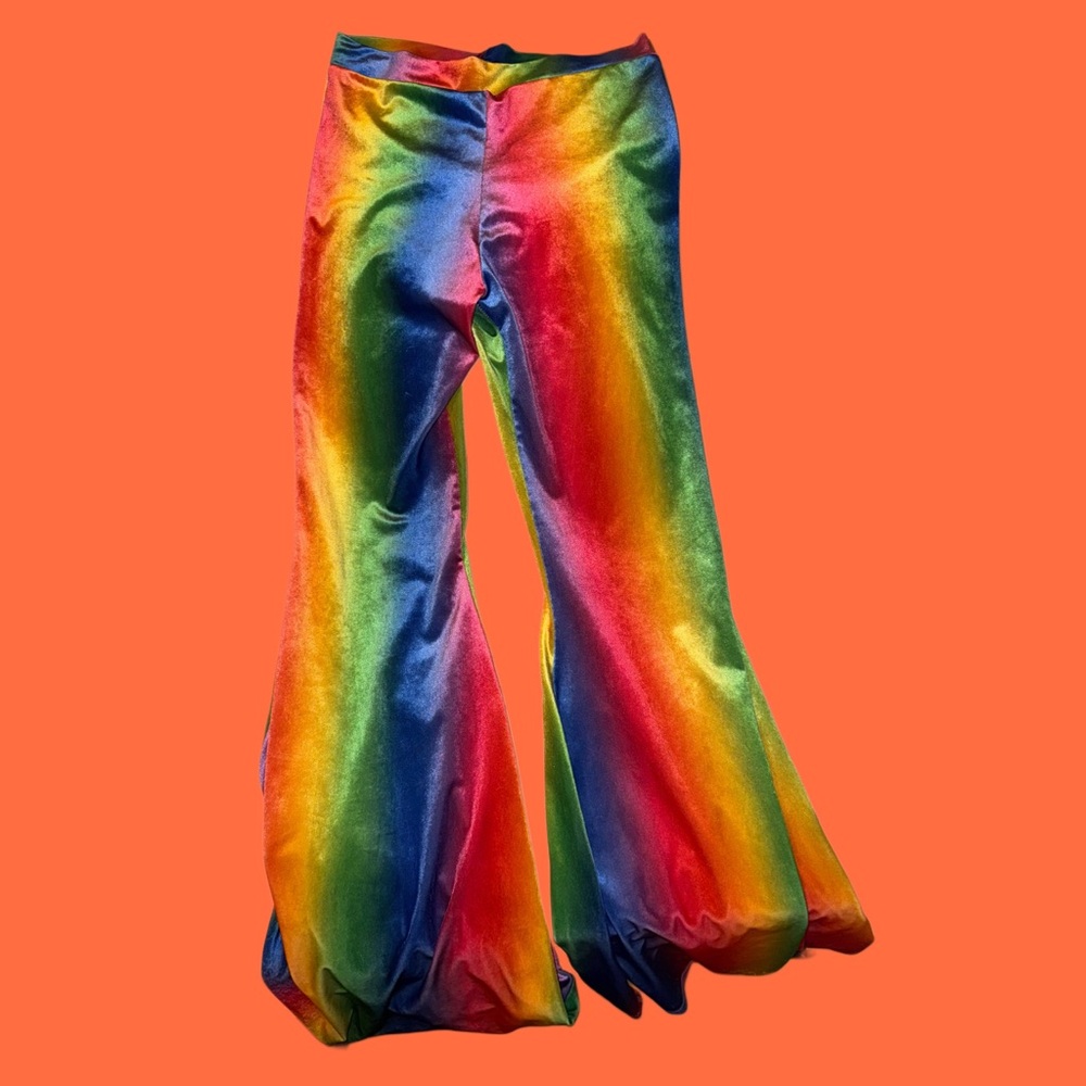 Vibrant Rainbow Flare Pants